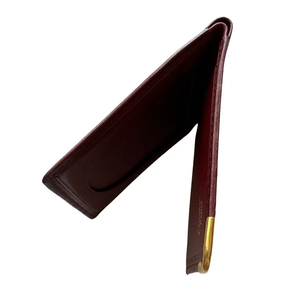 Cartier Must de Cartier Bifold Wallet Bordeaux Leather Gold Corners Men France